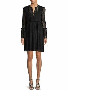 Maje Black Long Sleeve Ruffled Please Rezane Short Casual Dress New S